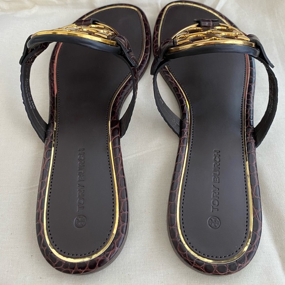 Tory Burch Miller Metal Logo Leather Sandal - Picture 8 of 9